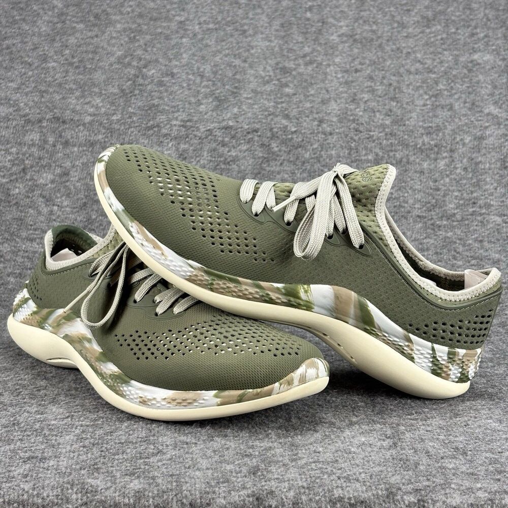 Crocs LiteRide 360 Pacer Men’s Size 9 Olive Green Camo Athletic Sneakers 207633